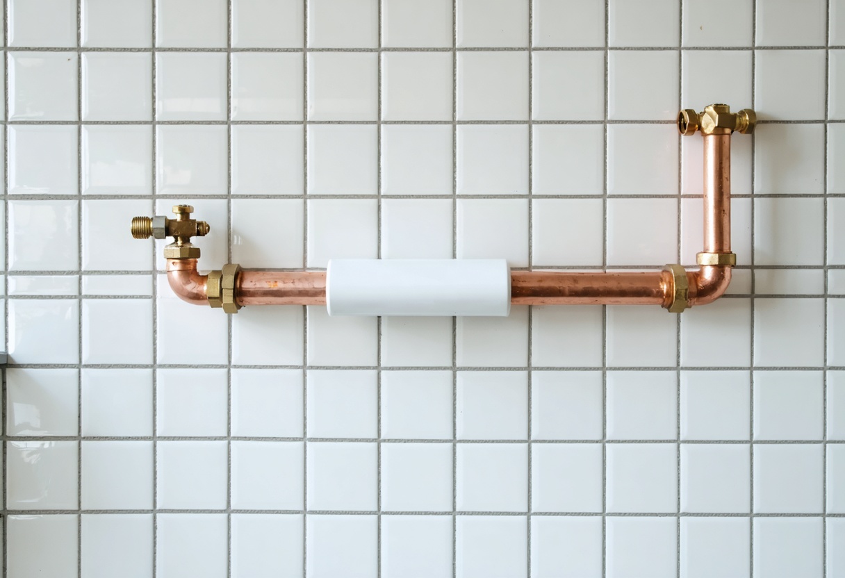 A PÜRGE cartridge installed in copper pipework beneath a kitchen sink