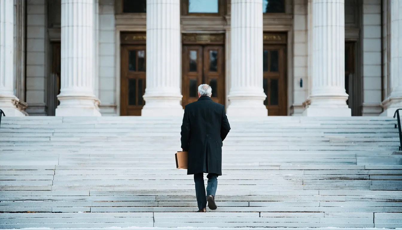 A client arriving at court for his hearing